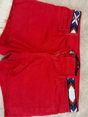Joe's Jeans Bright Red Denim Shorts with Frayed Hem